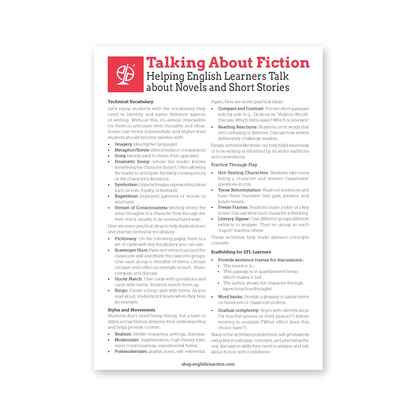 Talking About Fiction | ESL Resource for Analysing Stories, Vocabulary Building and Literary Discussion - TEFL-Toolkit.com