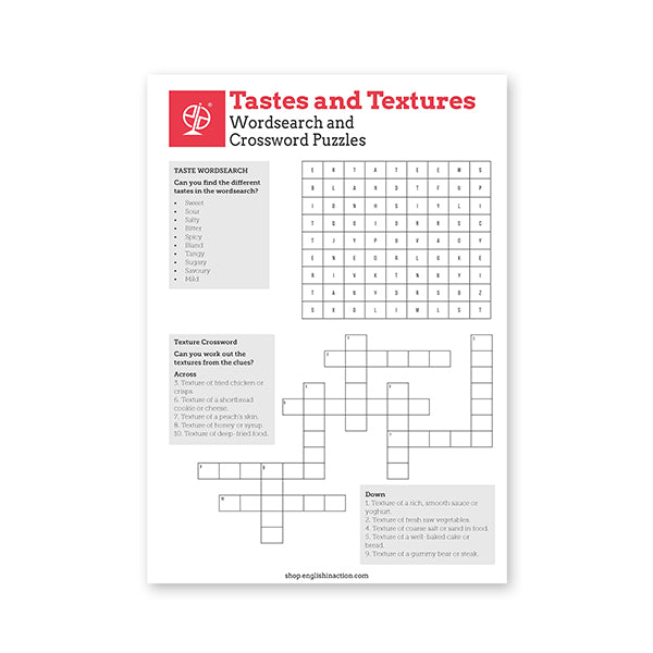 Tastes and Textures Puzzles | EFL Resource